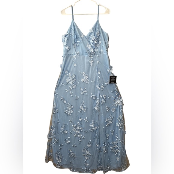 Lulu's Rare Presence Powder Blue 3D Floral Surplice Maxi Dress,Size XL,NWT - Picture 9 of 12